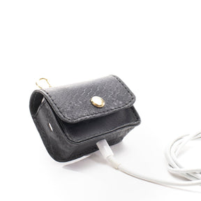 Earbud Pro Case - Ebony (black) Faux Snake - Gold Toned Hardware