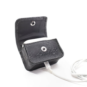 Earbud Pro Case - Ebony (black) Faux Snake - Gunmetal Tone Hardware