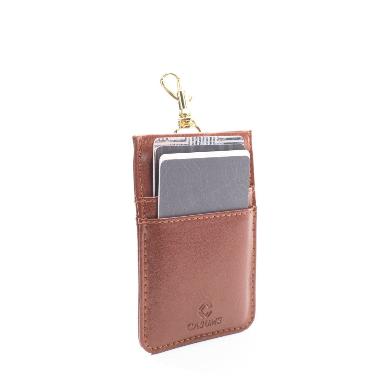 Card Case Wallet - Tan - Gold Toned Hardware