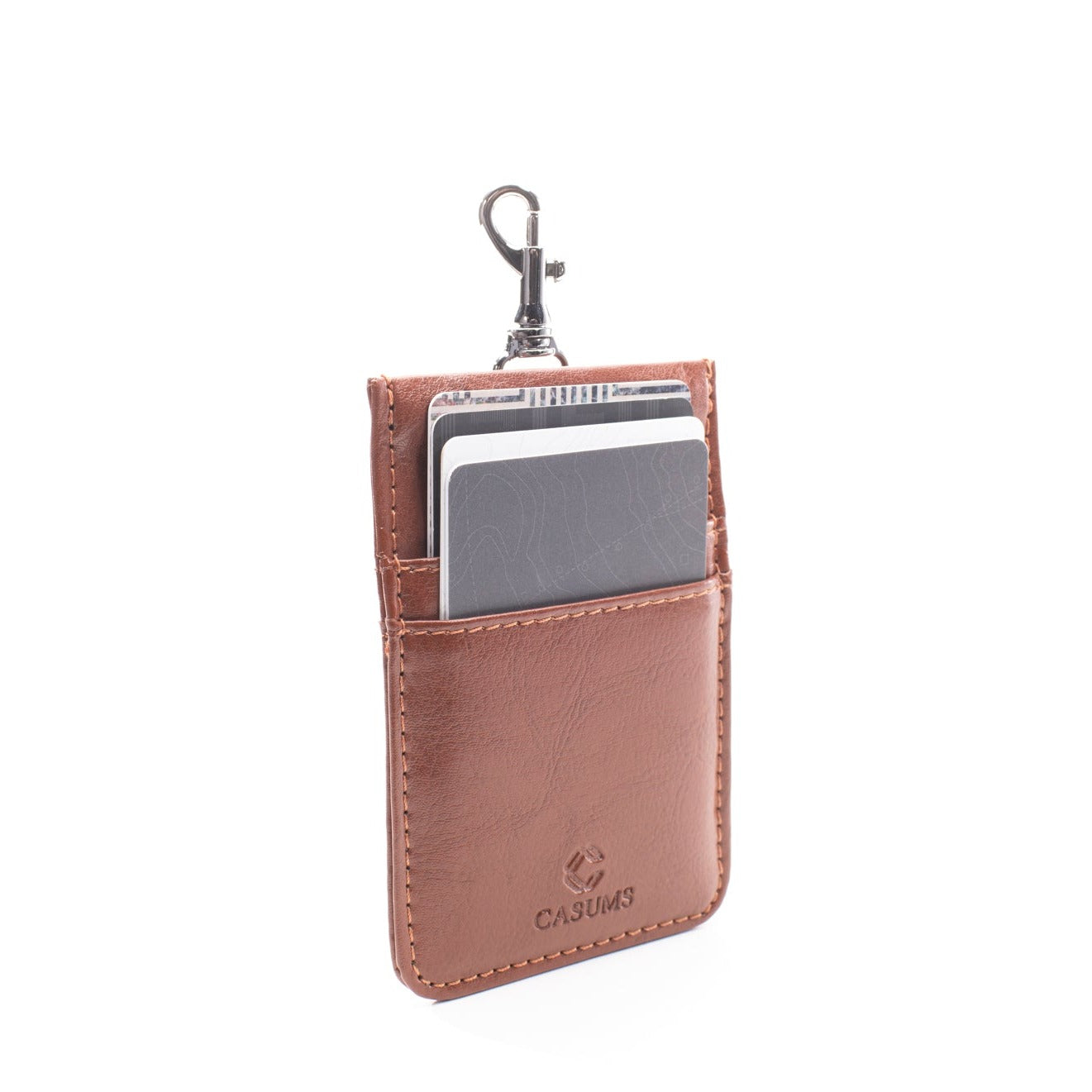 Card Case Wallet - Tan - Gunmetal Toned Hardware