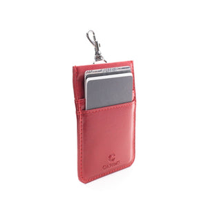 Card Case Wallet - Ruby Red - Gunmetal Toned Hardware