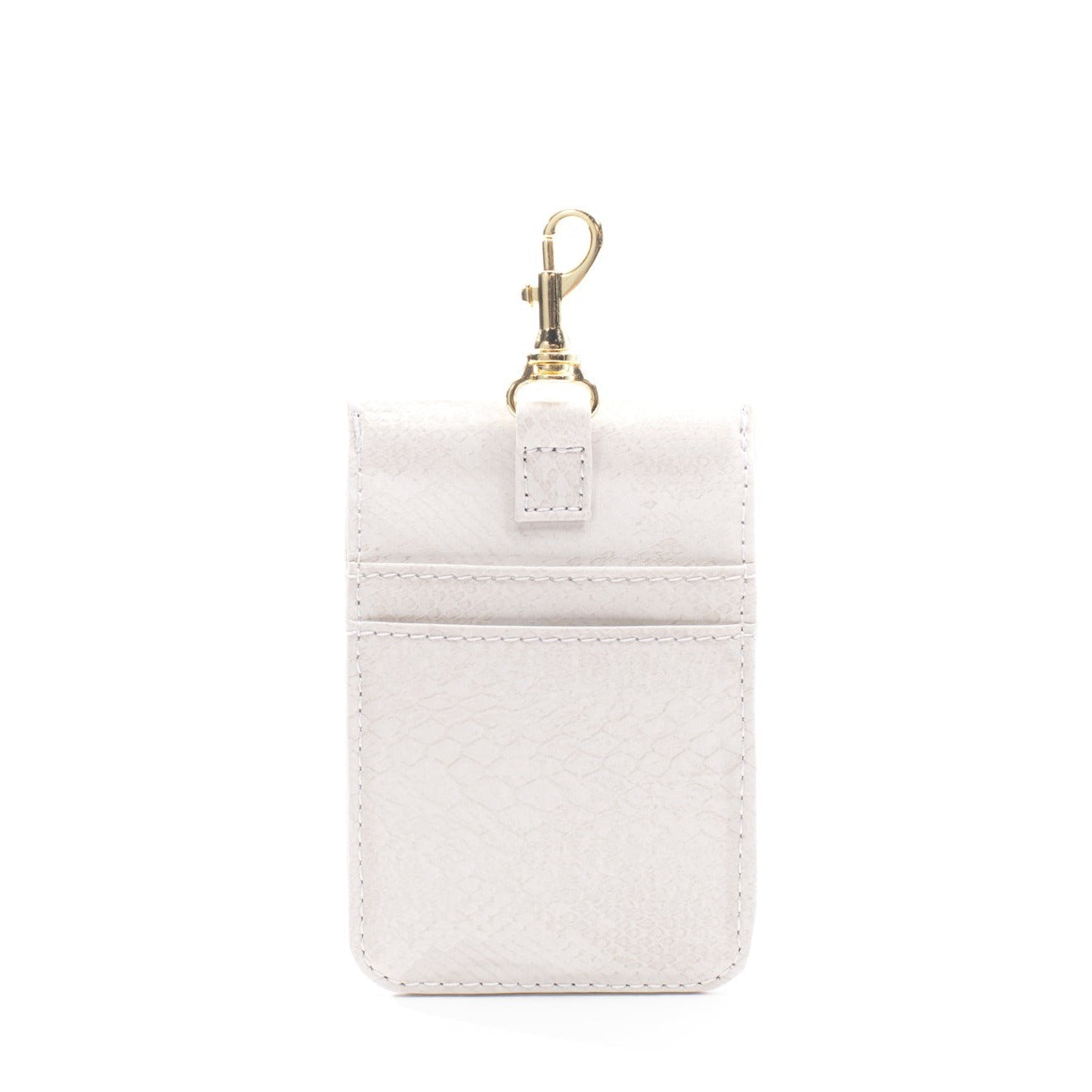 Card Case Wallet - Ivory (white) Faux Snake - Gold Toned Hardware