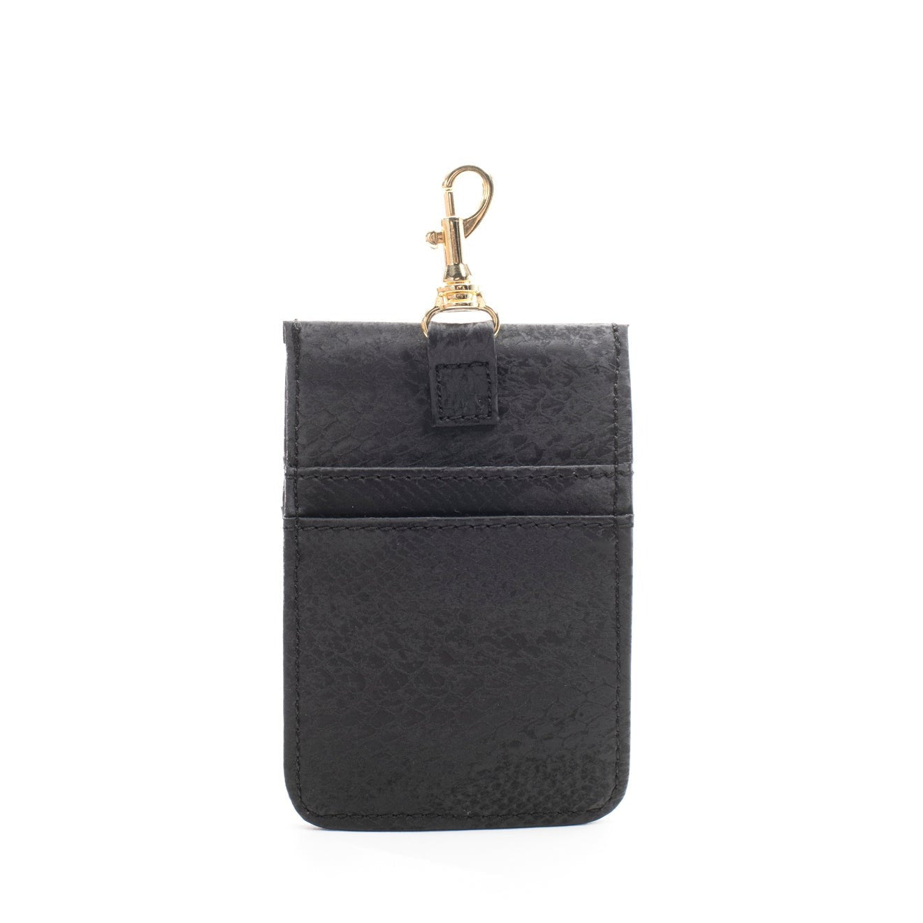 Card Case Wallet - Ebony (black) Faux Snake -Gold Toned Hardware