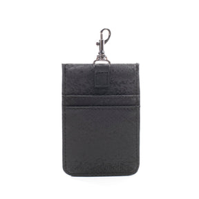 Card Case Wallet - Ebony (black) Faux Snake - Gunmetal Toned Hardware