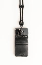 Phone Lanyard Wallet - Onyx (black) - Gunmetal Toned Hardware