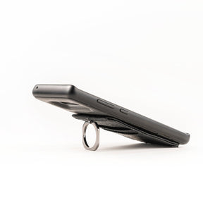 Phone Lanyard Wallet - Ebony (black) Faux Snake - Gunmetal Toned Hardware