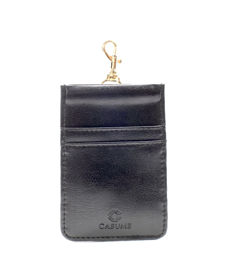 Card Case Wallet - Onyx (black) - Gold Toned Hardware