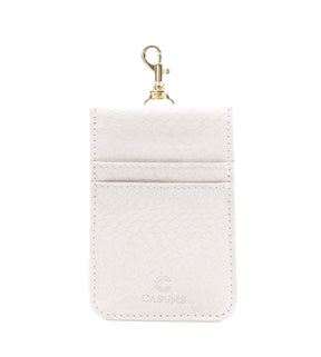 Card Case Wallet - Ivory (white) Faux Snake - Gold Toned Hardware